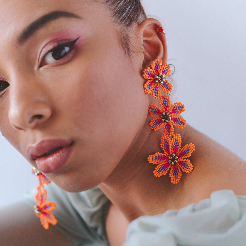 Triple Flor Earrings [Neon Multicolor]