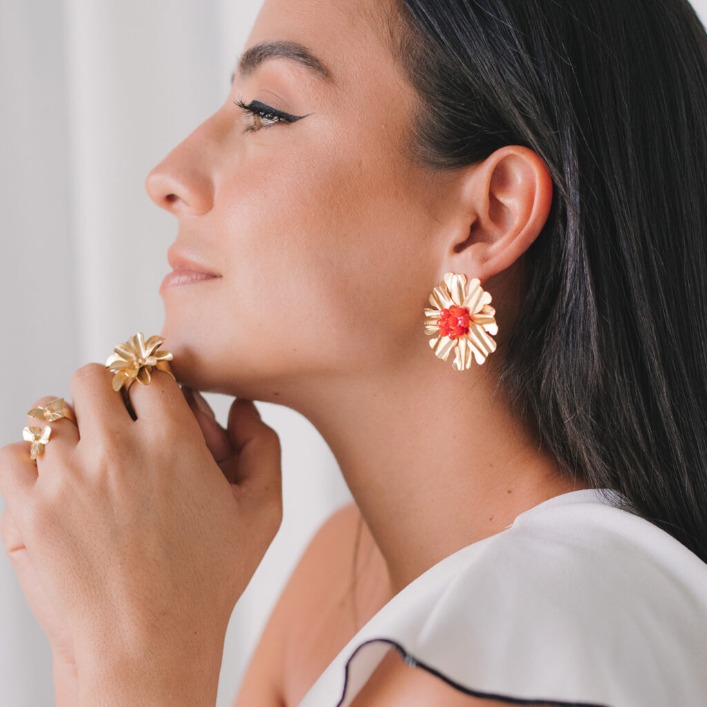 Sunflower Earrings [Red]