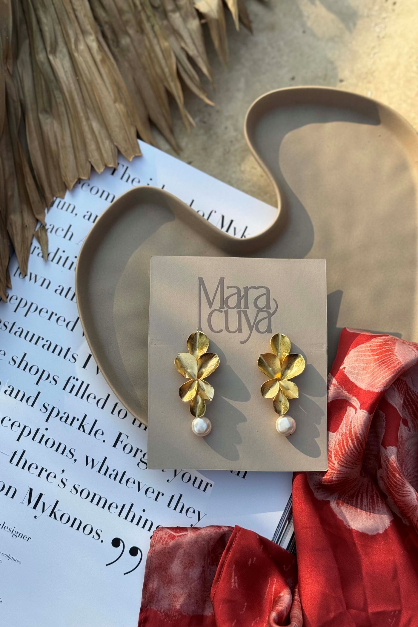 Peach Blossom w/ Pearl Earrings
