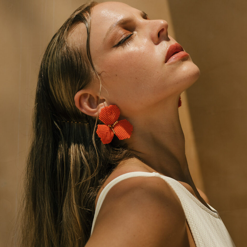 Big Tulip Earrings [Orange]