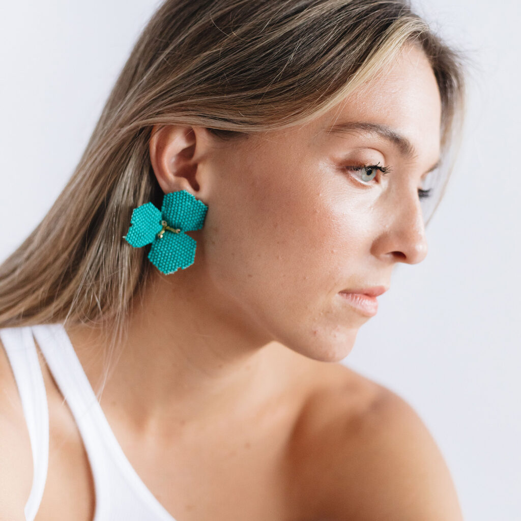 Big Tulip Earrings [Turquoise]