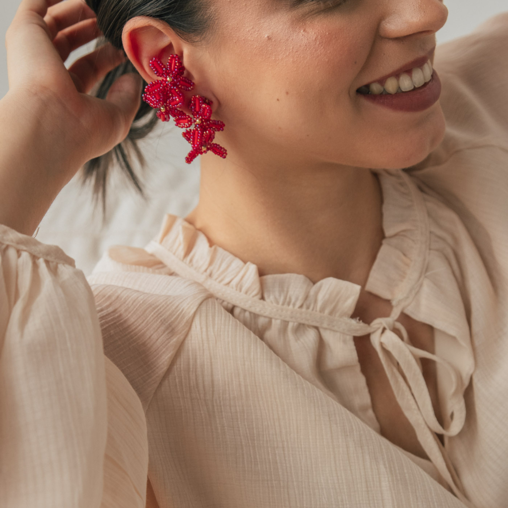 Silvestre Hoop Earrings [Red]