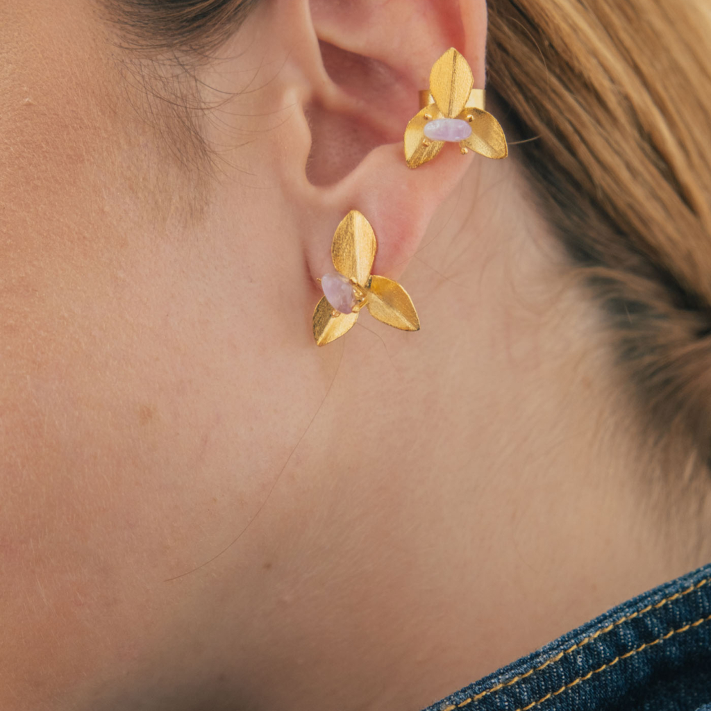 Iris Earrings & Ear Cuff Set [Quartz]