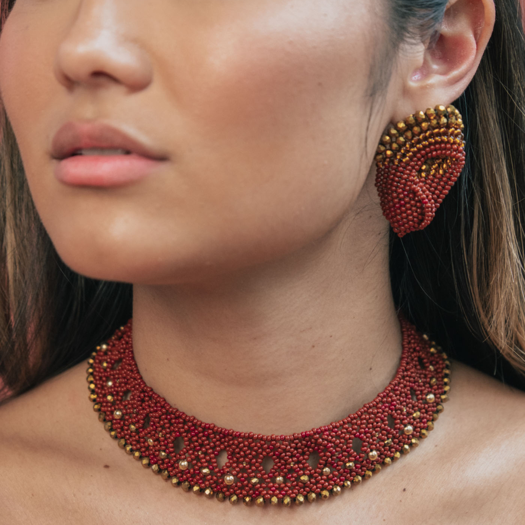 Ofelia Chocker Necklace [Orange/Brown]